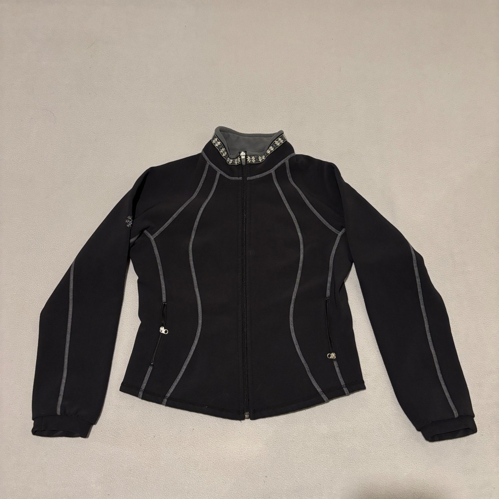 Kuhl Womens Black Softshell Full Zip Fleece Lined Jacket Small Contrast‎ Stitch
